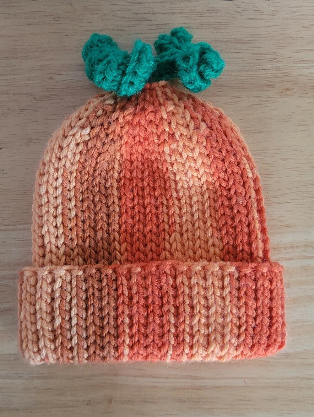 Pumpkin Handmade Knit Hat Beanie Baby 0-6 Months NEW